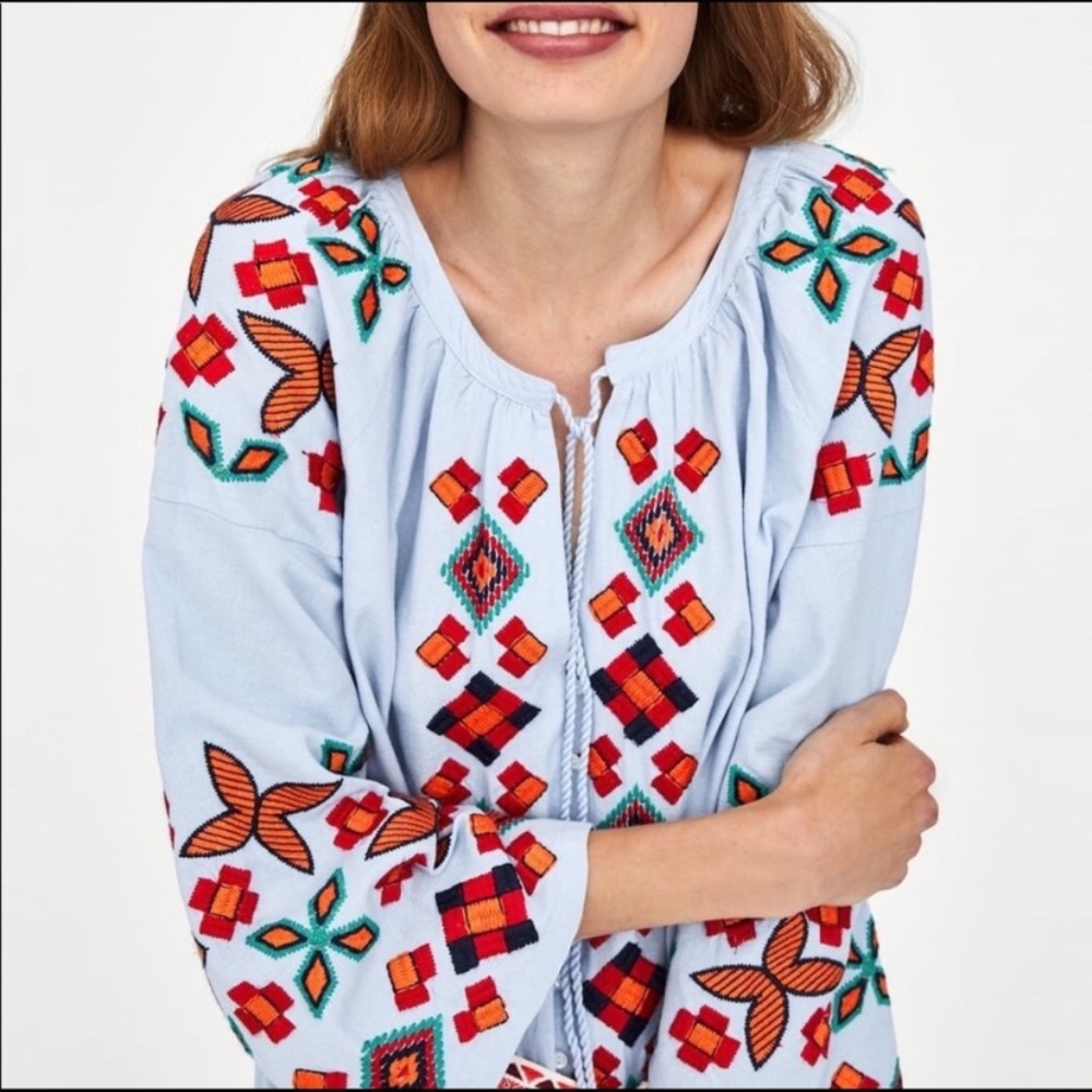 🌸ZARA EMBROIDERED MIDI KIMONO STYLE DRESS🌸 - Picture 4 of 8